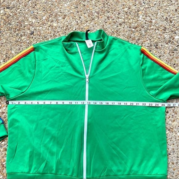 VM MV Retro Tracksuit Rainbow Green Full Zip Jacket Made in USA 3XL - Picture 6 of 10